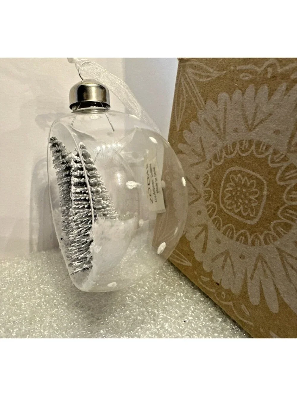 Zodax Clear Glass Diorama Christmas Ornament 3.5